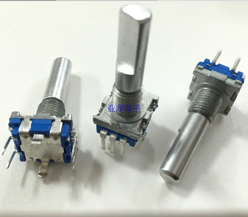 

Тайваньский 360 ° переключатель кодировщика ec11 цифровой импульсный потенциометр 20 позиционирование номер 20 импульсная ручка длина 25 мм