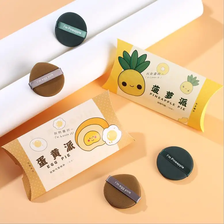 

3pcs Cute Gril Women Demon I'm Pineapple Pie / Egg Yolk Pie Cushion Puff BB Cream Sponge Soft Double-Sided Use Makeup Tool