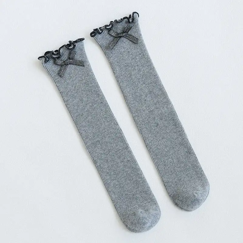 gray B Wecute/Гольфы с принтом короны для маленьких детей; Детские милые модные длинные хлопковые носки принцессы; осенние носки для маленьких девочек - Цвет: gray B