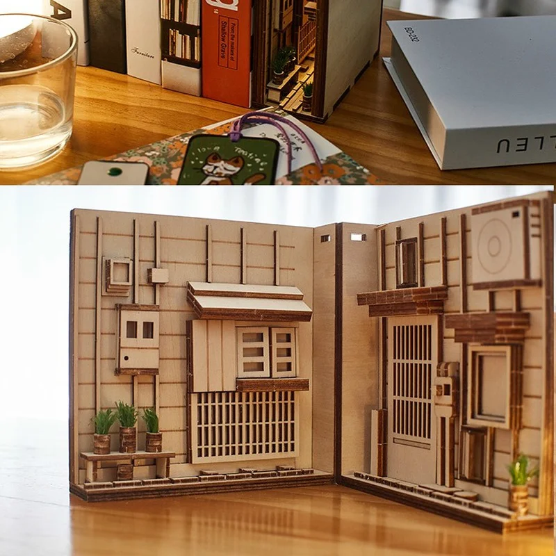 Деревянный книжный уголок вставки арт частей (по обеим сторонам) DIY Декор для