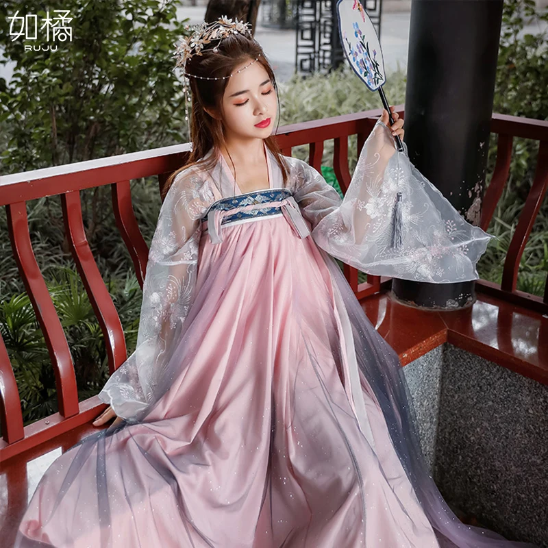 Традиционный Hanfu Женский китайский костюм Тан древний костюм юбка Феи Восточный элегантный одежда принцессы для косплея DL4455