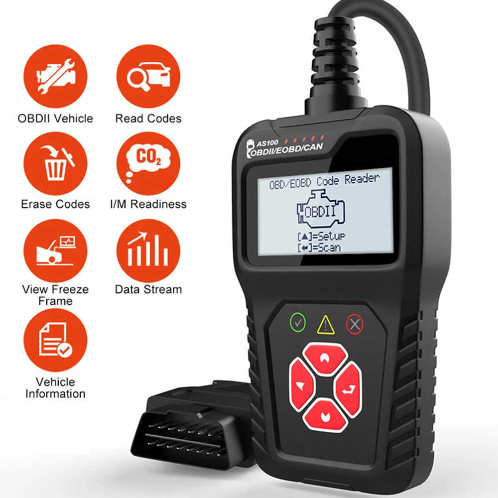 

Автомобильный сканер AS100 OBD2, многоязычный диагностический прибор для ошибки двигателя