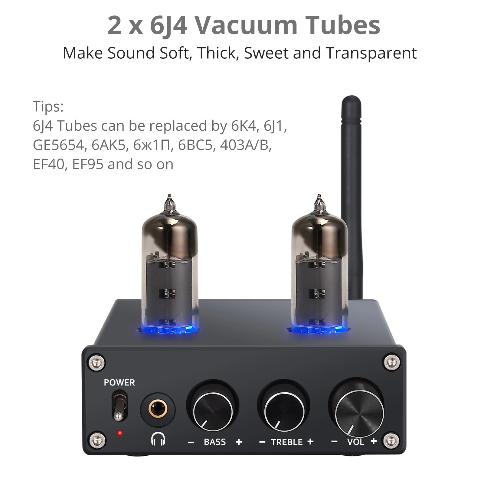 Noeteck 6J4 вакуумный ламповый усилитель предусилитель Bluetooth 4,2 усилитель с тройной Регулировка тона баса для домашнего звукового театра