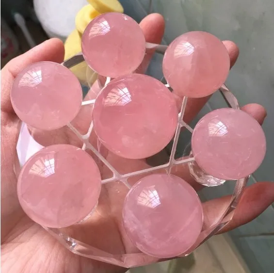 YM 309 семь массив натурального розового кварца цвета украшения в виде кристаллов