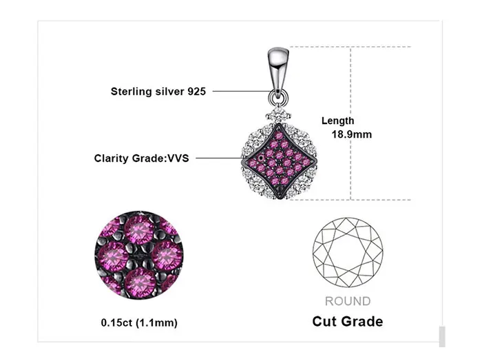Jewelrypalace великолепные 0.1ct круглый создан Рубиновая подвеска для Для женщин Интимные аксессуары S925 стерлингового серебра Талисманы не включает цепь