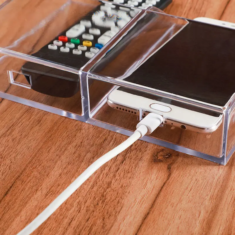 

Wall-mounted remote control storage box, mobile phone charging, punch-free transparent storage box