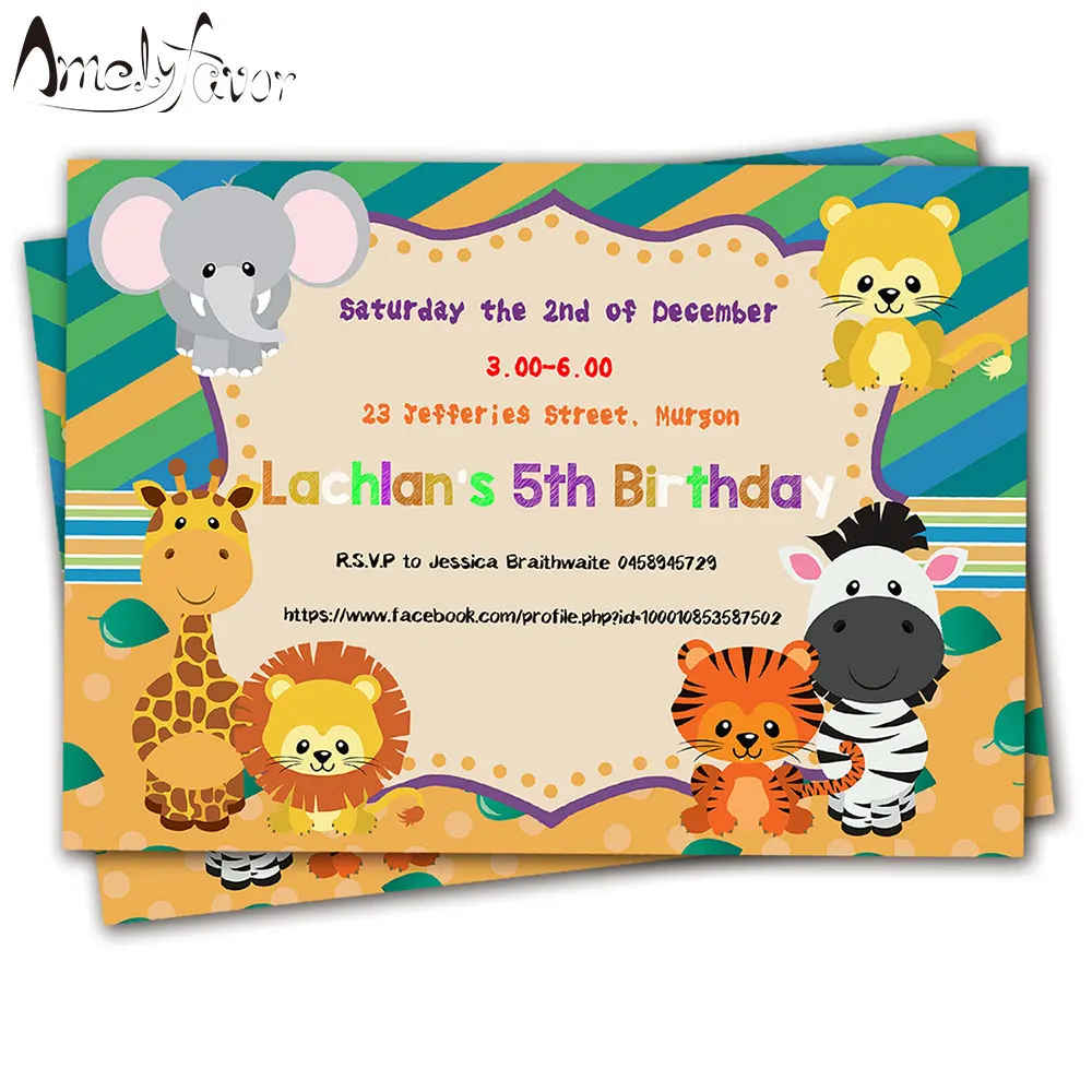

Safari Animals Theme Party Invitation Card 20PCS Birthday Party Decoration Supplies Blank Custom-made Giraffe Animal Invitations
