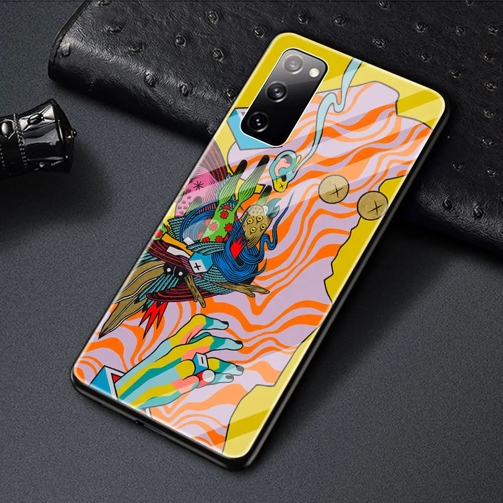 

Glass Case For Samsung Galaxy S20 FE S21 S10 Plus S10e S9 S8 Note 10 Lite 20 Ultra 9 Phone Shell Cover Psychedelic Trippy Art