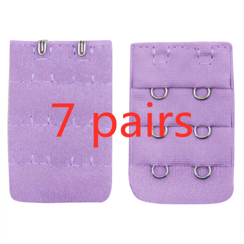 Purple 7 пар удлинителей для бюстгальтера, 3 крючка, 2 ряда, женское нижнее белье, удлиненные крючки для бюстгальтера, аксессуары для бюстгальтера для женщин - Цвет: Purple