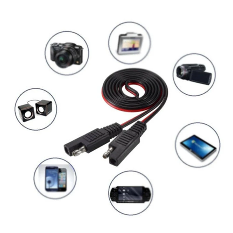 

Black Adapter Dual Port Extension Cable Motorcycle SAE to USB Waterproof