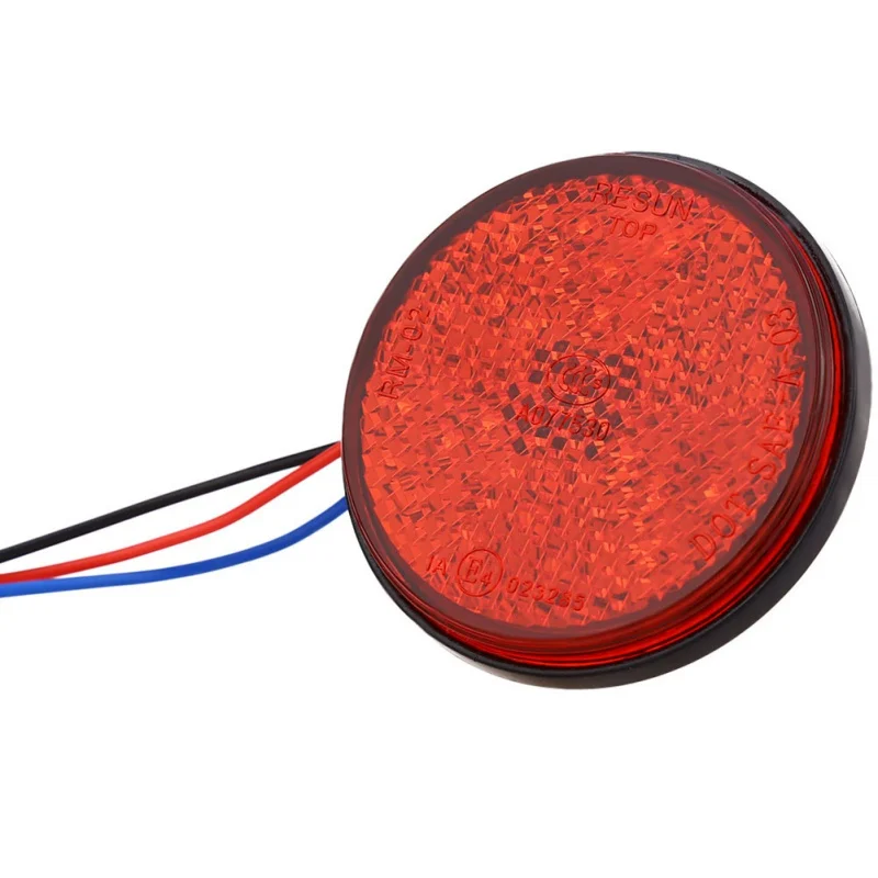 1 шт., 24 светодиодный тормозной фонарь для мотоцикла, 3528SMD, Автомобильный Круглый задний светильник, s, сигнальный светильник, лампа, отражатели для грузовика, боковой Предупреждение ющий светильник, лампы - Испускаемый цвет: Красный