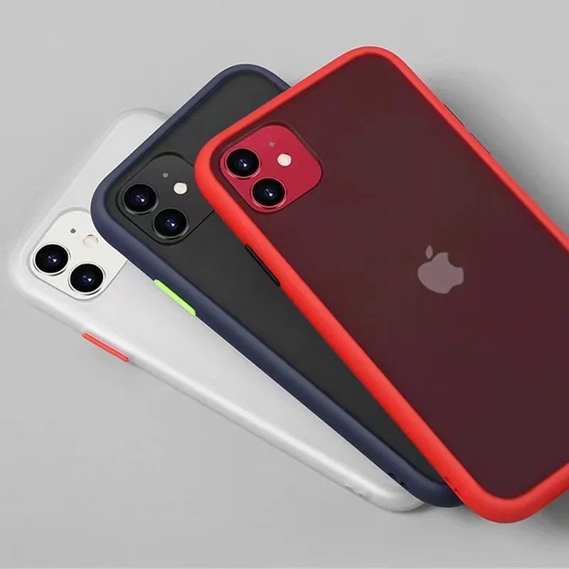 

Mint Simple Matte Bumper Phone Case For Iphone 6 7 8 Plus XS Iphone 11 12 Pro MAX Shockproof Soft TPU Silicone Clear Case Cover