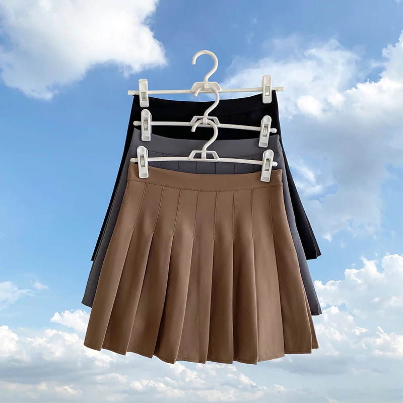 

Плиссированная юбка А-силуэта, Новинка осени 2021, корейская мода, черная мини-юбка с завышенной талией для базовых студентов