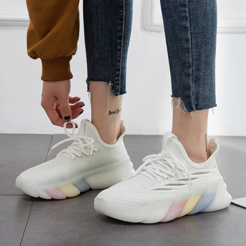 

Men's Tennis Sneaker Shoes for Women 2021 Popcorn Bottom Women's Breathable Comfort Running Casual Couple Sport Shoes Running