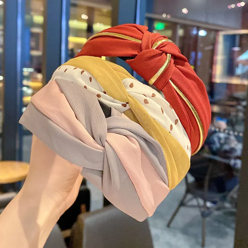 

Повязка на голову женская из ткани с принтом, аксессуар для волос в Корейском стиле, завязанная повязка на волосы