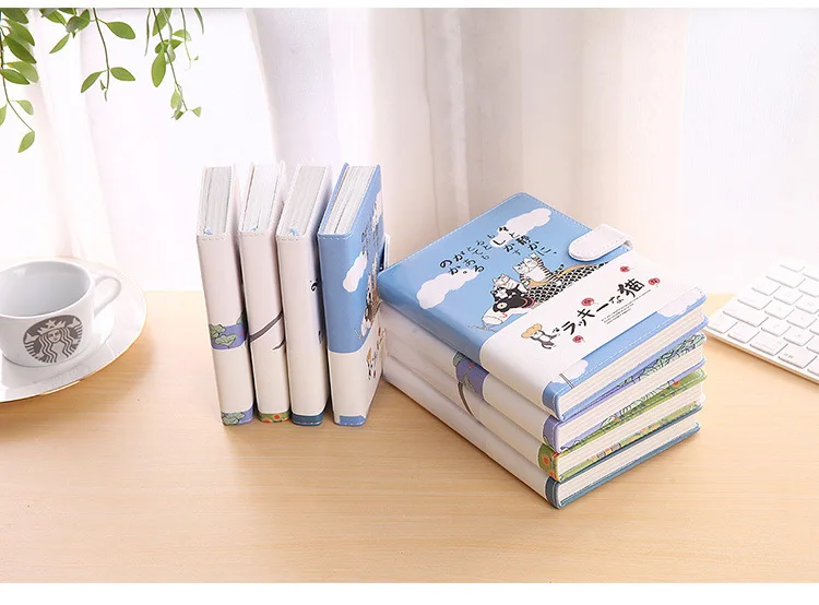 Kawaii кожаный блокнот милый счастливый кот японская ручная книга ежедневник Filofax канцелярские принадлежности Школьные принадлежности подарок