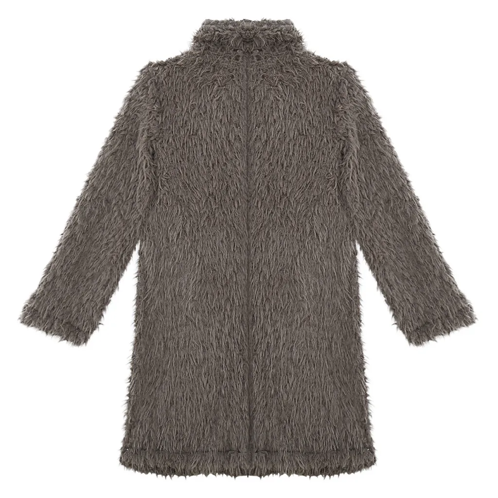 Faux Fur Coat Plus Size Women Autumn Winter Fluffy Plush Coat Solid Lapel Long Sleeve Cardigan Coat Warm Soft Outwear