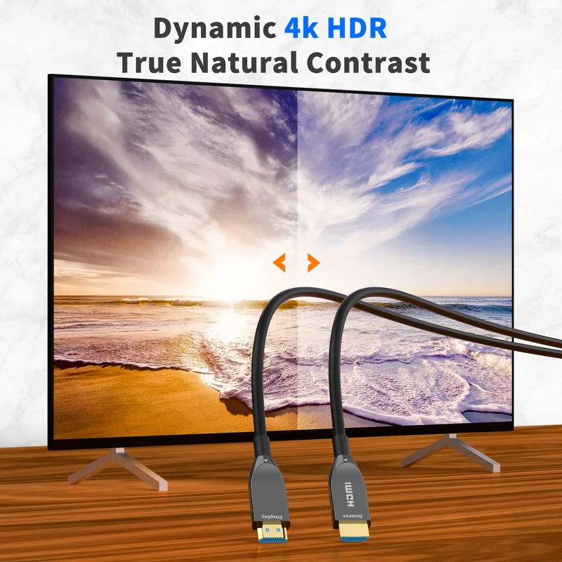 Оптоволоконный кабель Anmck HDMI 4K поддержка ARC 3D HDR V2.0 18 Гбит/с 4K/60 Гц для ТВ-приставки