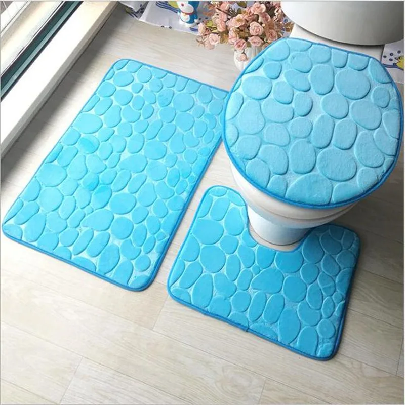 3pcsset bathroom mat set flannel anti slip bathroom toliet rug washable tapete banheiro kitchen bath mat carpet free global shipping