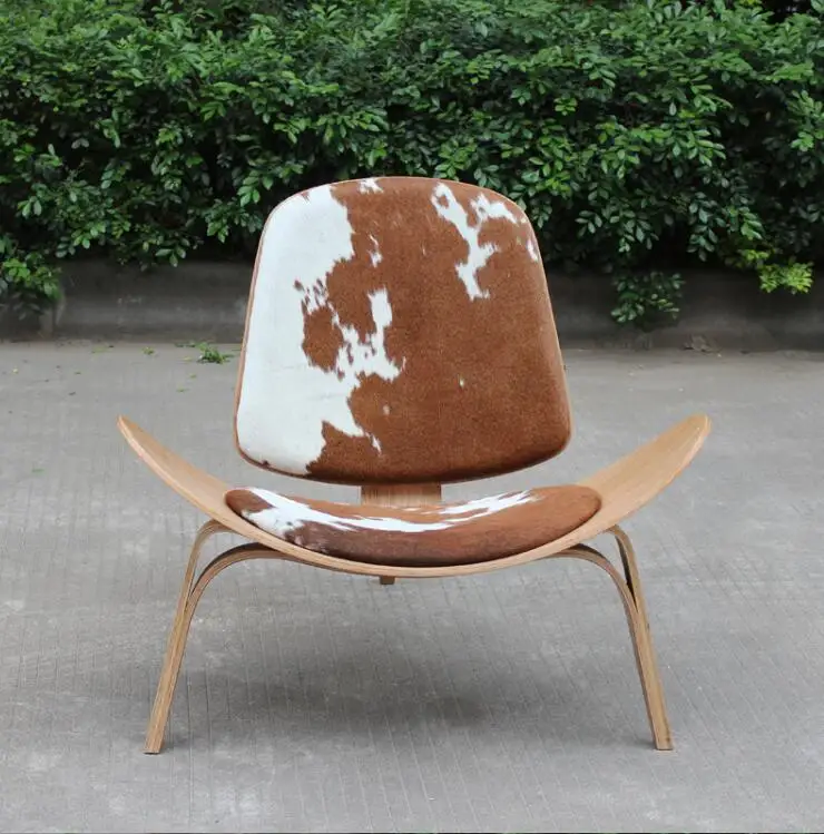 Стул с трехножной обивкой из ясеня/грецкого ореха воловьей кожи | Мебель