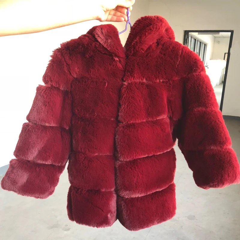 Wine red Dollplus/новое зимнее пальто с мехом для девочек элегантные толстые теплые меховые куртки для маленьких девочек, парка детская верхняя одежда детское пальто - Цвет: Wine red