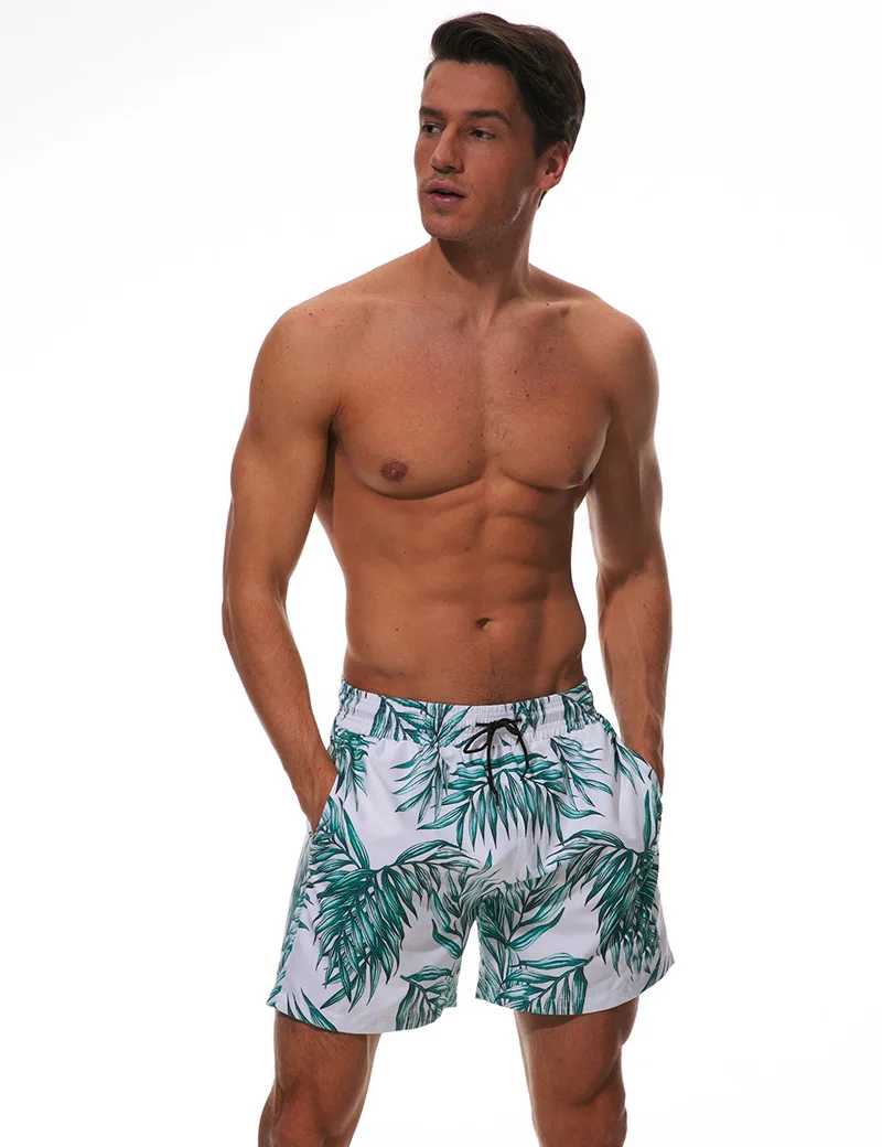 Мужские летние спортивные быстросохнущие пляжные шорты бермуды с принтом