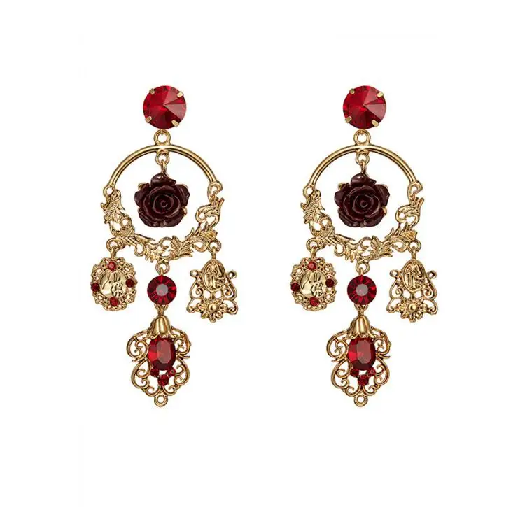 Новинка 2018 Модные Винтажные серьги с цветами и бахромой в европейском