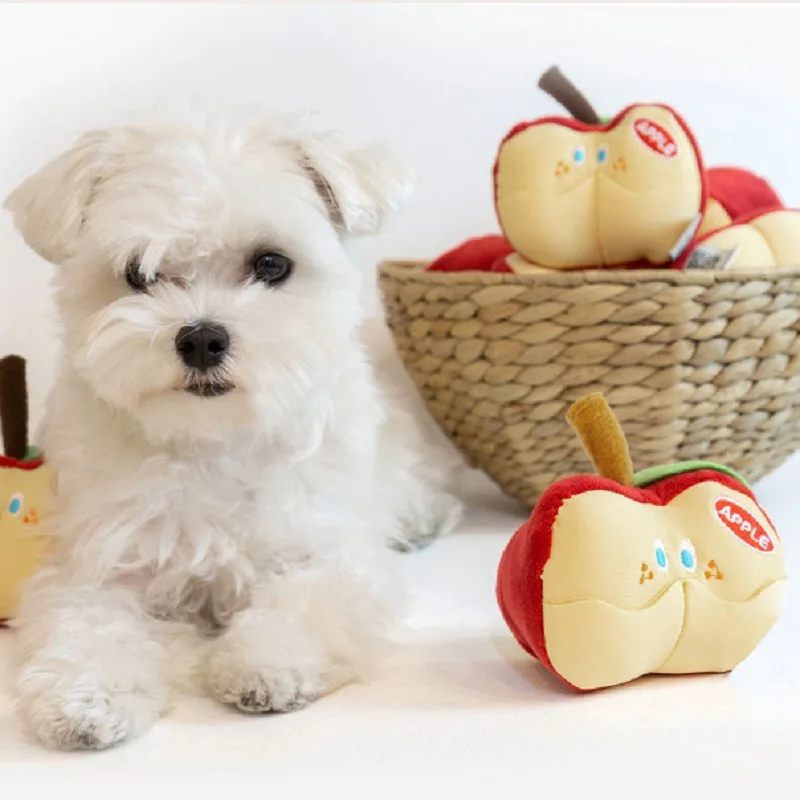 

Flannel Apple Pet Toys Tibetan Food BB Called Dog Supplies Cute Bite Resistant Accessories for Small Dogs Suministros Para Perro