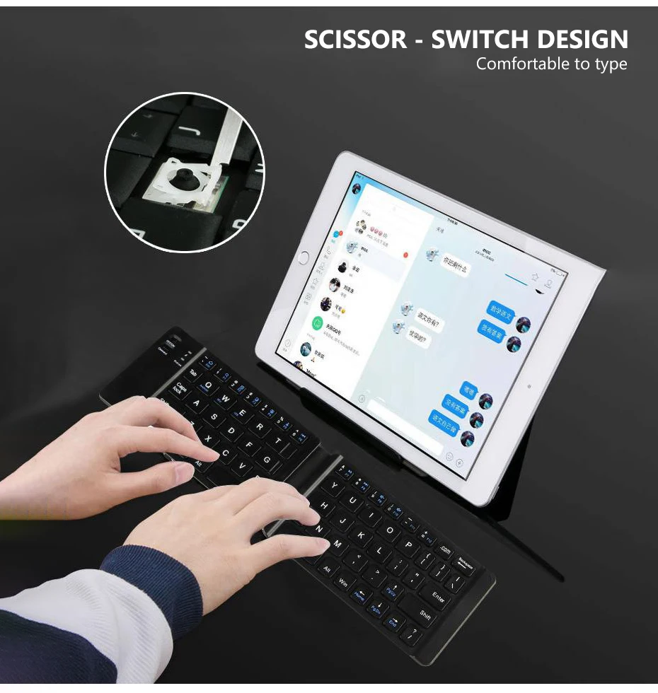 AVATTO светильник-удобная русская/английская Bluetooth складная клавиатура, складная беспроводная клавиатура для IOS/Android/Windows ipad планшетного телефона