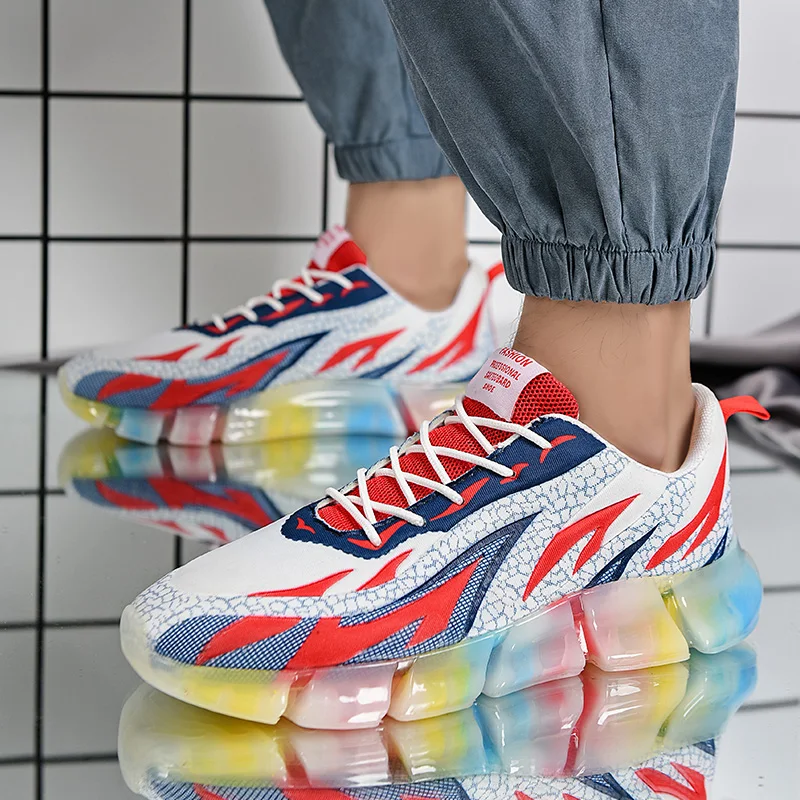 

New Cushioning Outdoor Running Shoes for Men Non-slip Sport Male Causal Athletic Training Rainbow Sneakers Light Colorful 39-44