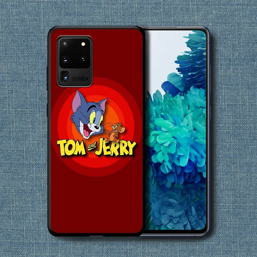 

Cat Tom Cartoon Mouse Jerry Phone Case For Samsung Galaxy Note S 8 9 10 20 Plus E Lite Uitra black Bumper Soft Etui 3D Prime