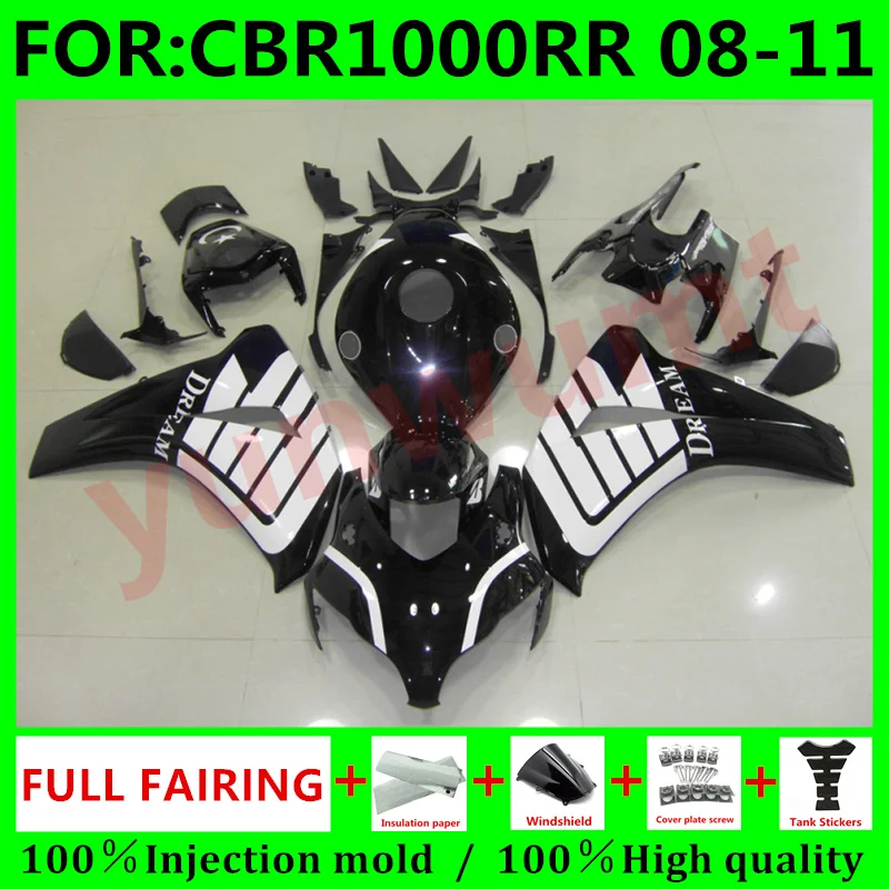 

НОВЫЕ комплекты обтекателей для мотоциклов ABS для HONDA CBR1000RR 08 09 10 11 CBR1000 RR 2008 2009 2010 2011 комплект обтекателей для кузова черный и белый