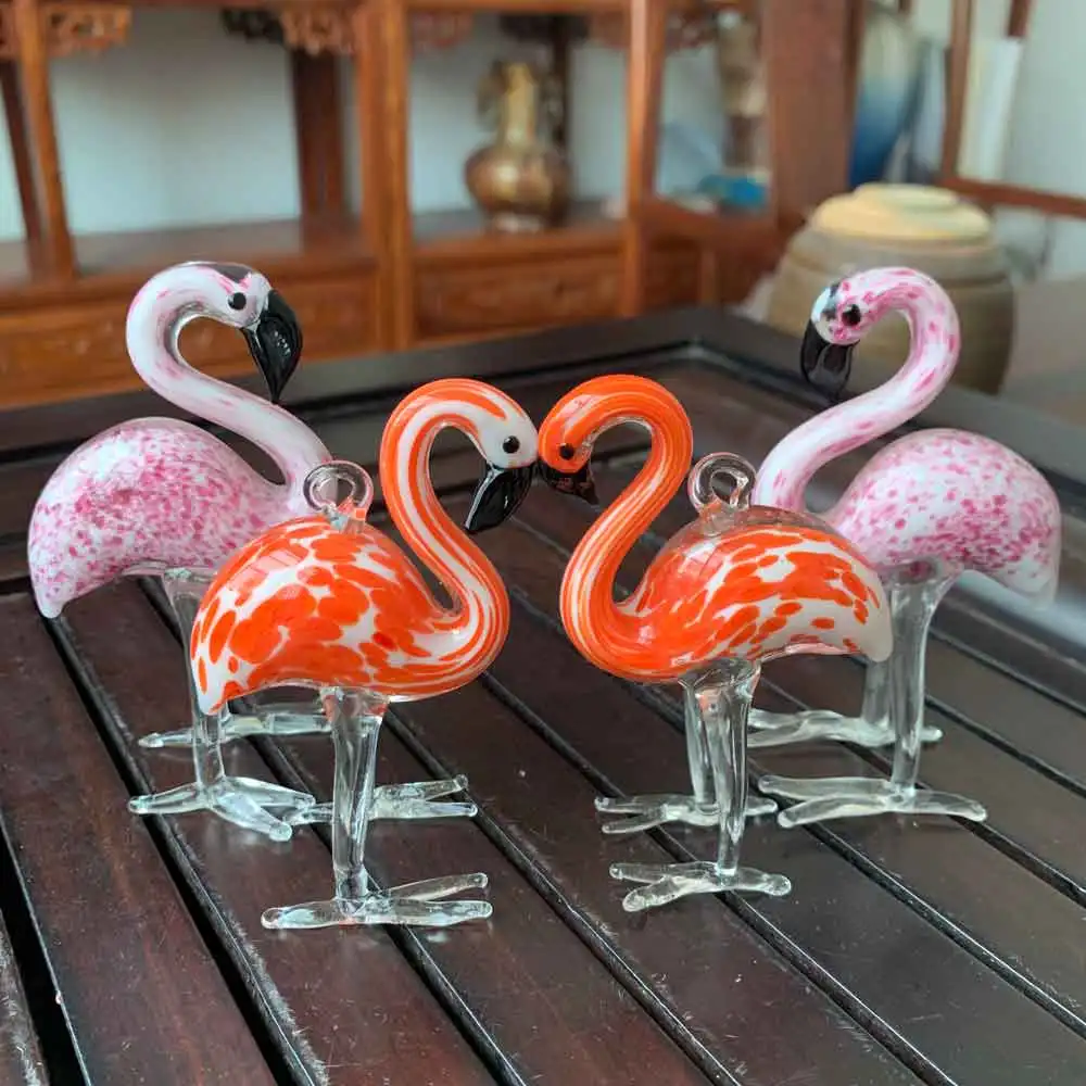 Хрустальное стекло ручной работы с выдувкой в виде фламинго животных
