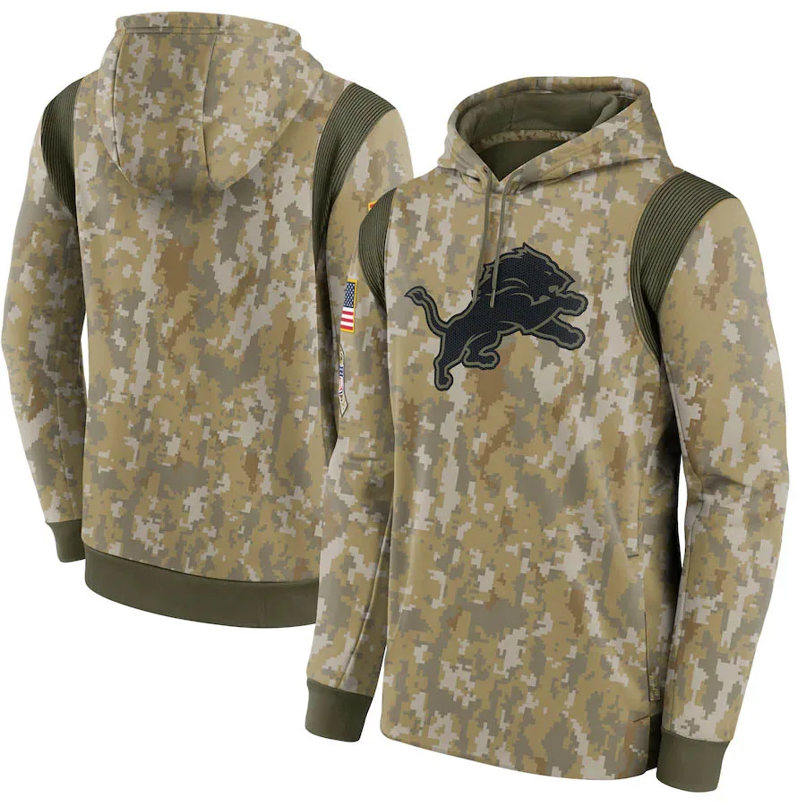 

camouflage Detroit Men Sweatshirt Lions 2021 Salute To Service Therma Performance Pullover Quality Oversized Hoodie Olive Camo
