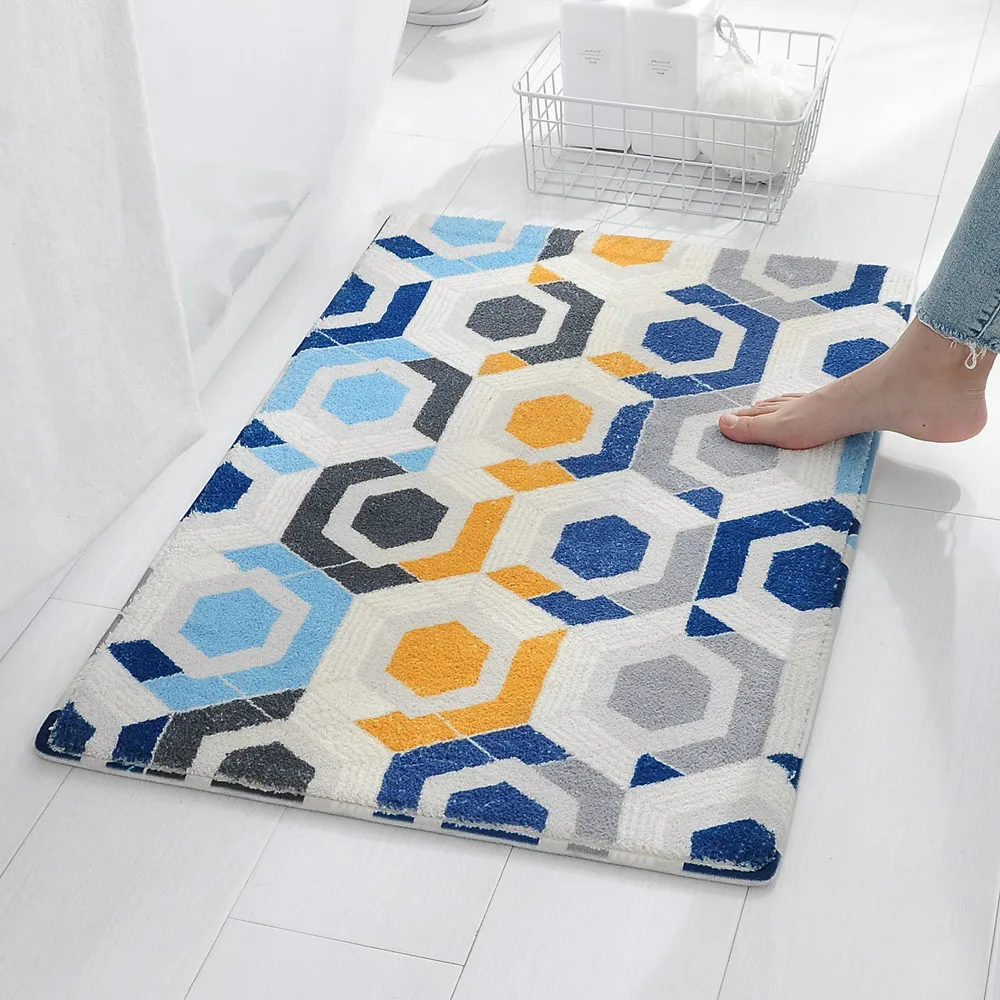 Простой коврик в скандинавском стиле мягкий для ног из супер волокна с