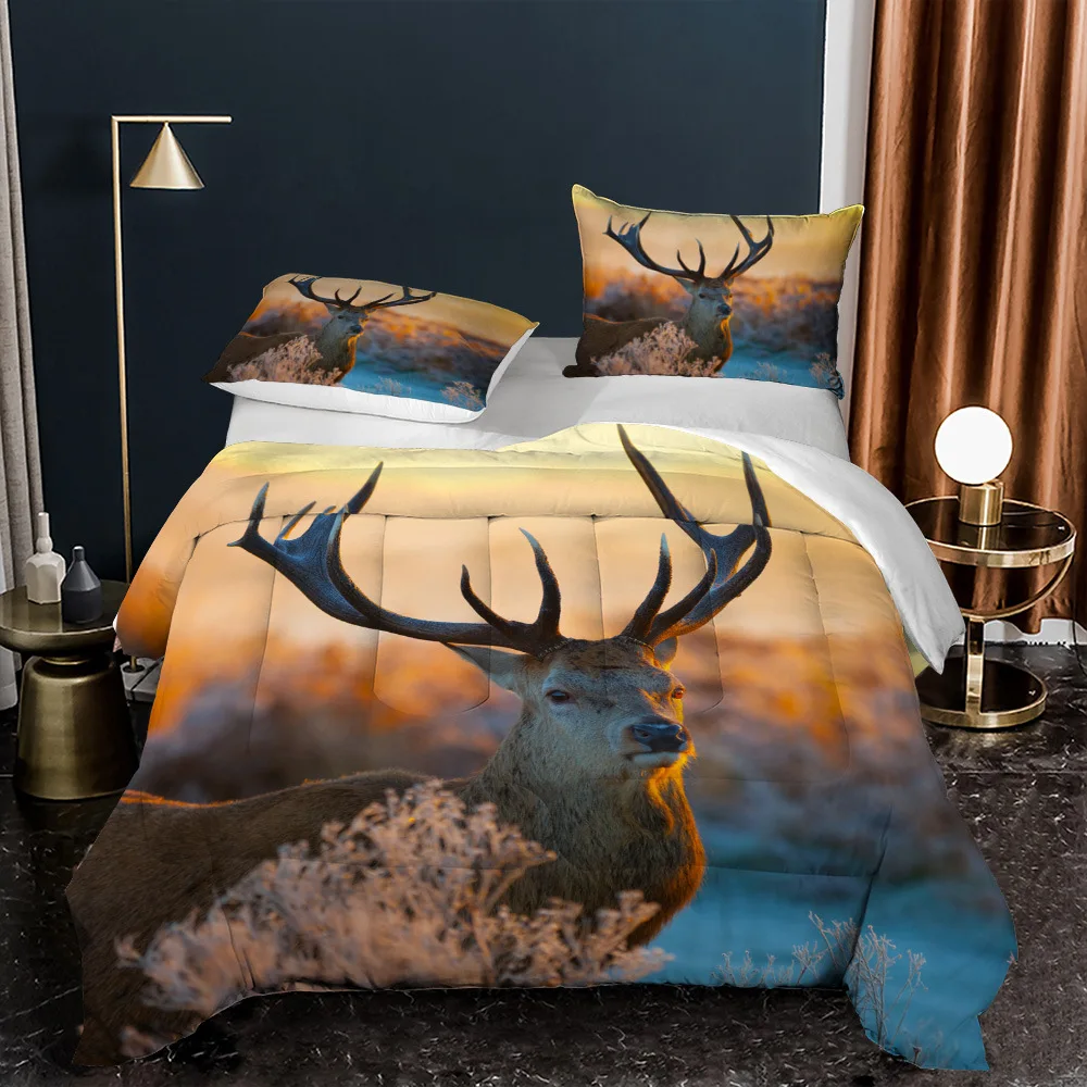 

3D Print Duvet Down Cotton Comforter Wild Deer Series Summer Quilt Queen Size Fawn Quilting Blanket Winter Elk Bedding Quilt Set