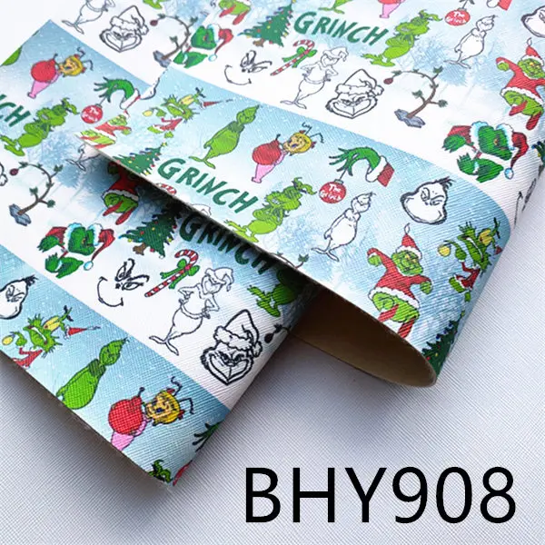 BHY908 A4 20*33 см мультфильм Рождественский персонаж Печать Синтетическая кожа ткань для DIY аксессуары BHY293 - Цвет: BHY908
