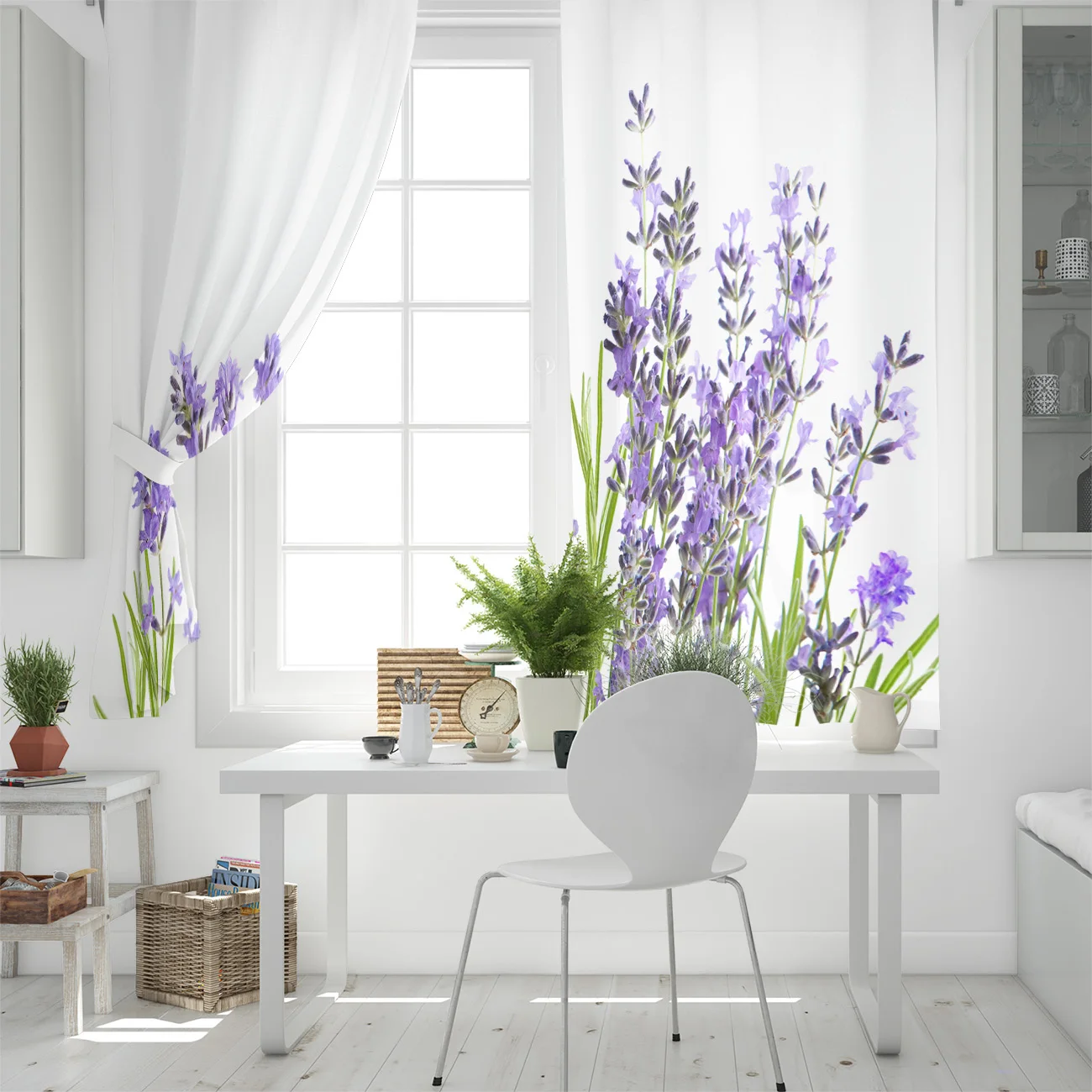 Занавески с цветочным принтом лаванды шторы белым для гостиной спальни детской