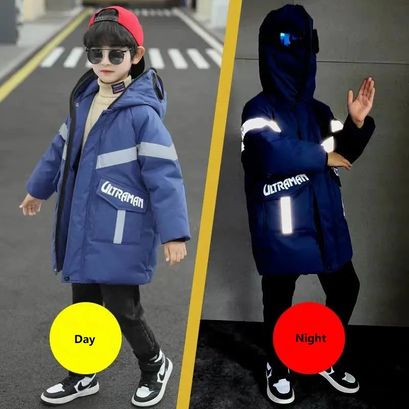 

Boys Winter Jacket Kids Warm Luminous Coat Boy Thick Parka Children Winter Clothing Cartoon Outerwear