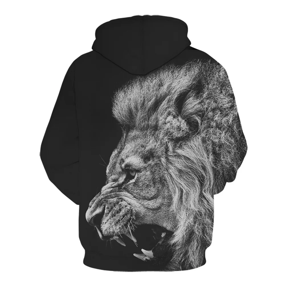 Толстовка с капюшоном для мужчин и женщин черная ветровка принтом головы льва