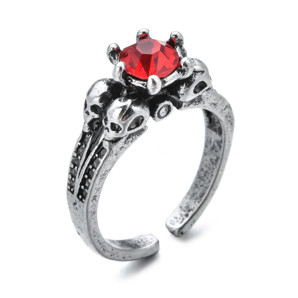 Мужское кольцо в стиле хип-хоп открытое регулируемое с черепом дракона змеей