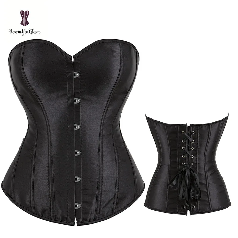 

Wholesale Corset Overbust Corsets Women Satin Korset Simple Elegant Bustier Plus Size 6XL Outfit Gorset Solid Boned Corselet