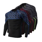 Мужская компрессионная футболка для бега, облегающая Спортивная футболка с длинным рукавом для фитнеса, тренировочные рубашки для бега, спортивная одежда для спортзала, быстросохнущая Рашгард