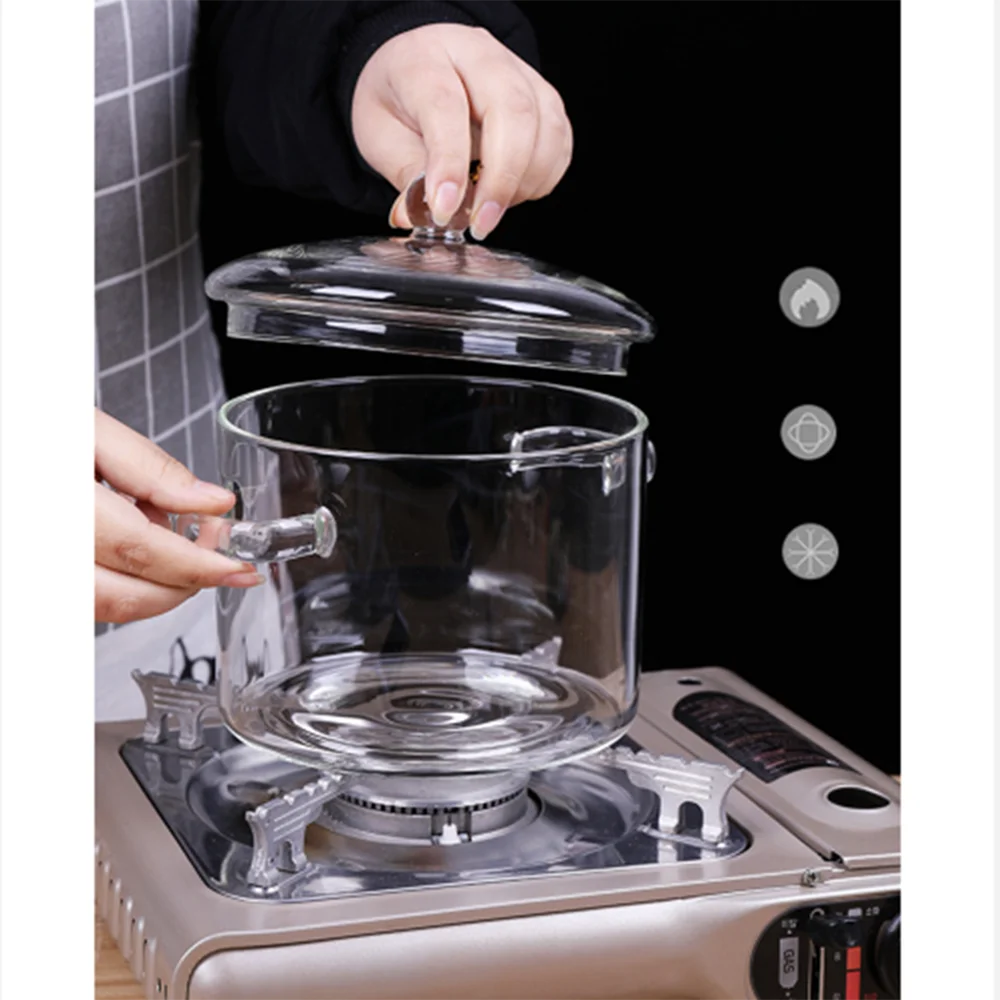Hot Sale Borosilicate Big Size Rransparent Clear Double-ear Cooking Pot Borosilicate Pyrex Glass Cooking Pot