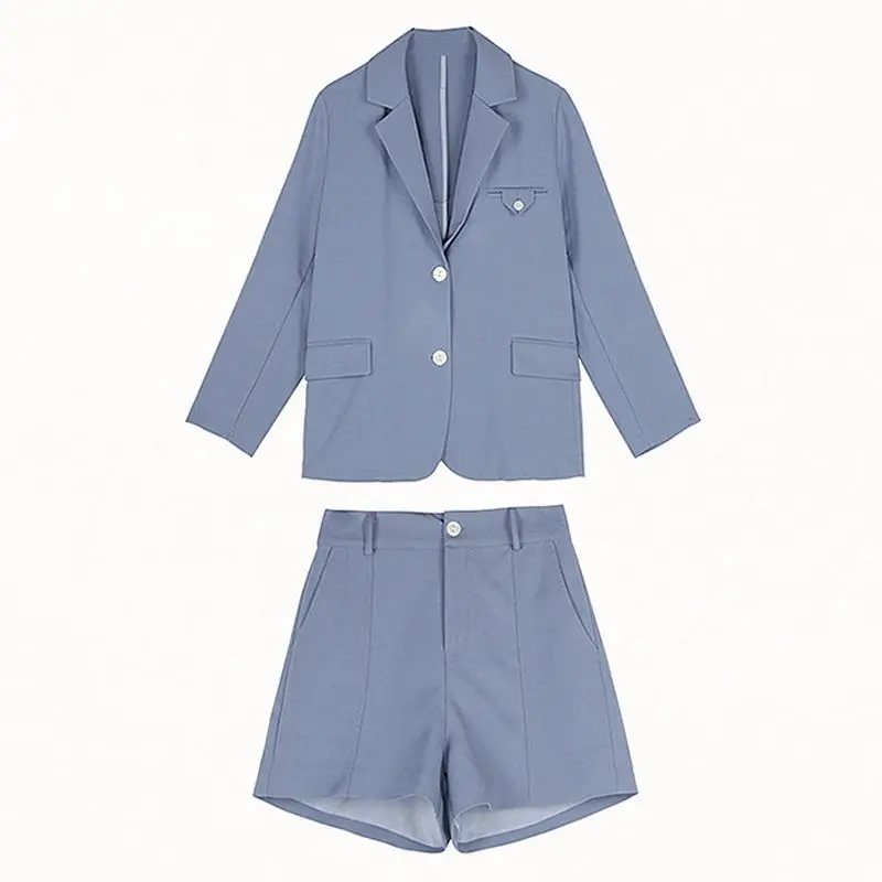 

Korean Version Shorts Two-Piece Set Suit Fashion Small Suit Hepburn Small Fragrance Girls Purple Jacket and Pants Set