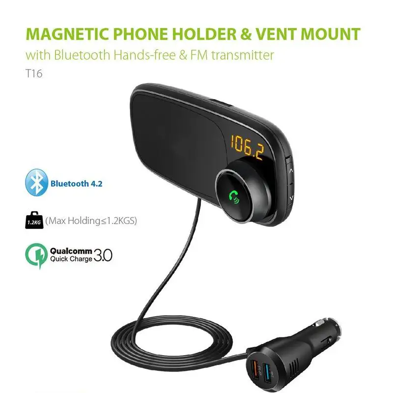 Автомобильный Зарядное устройство вызова в режиме свободных рук Dual USB Bluetooth