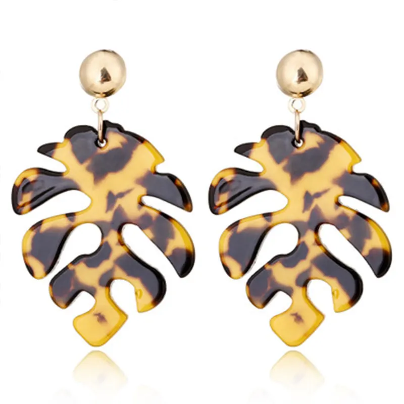 Популярные Длинные подвесные акриловые серьги в богемном стиле с листьями