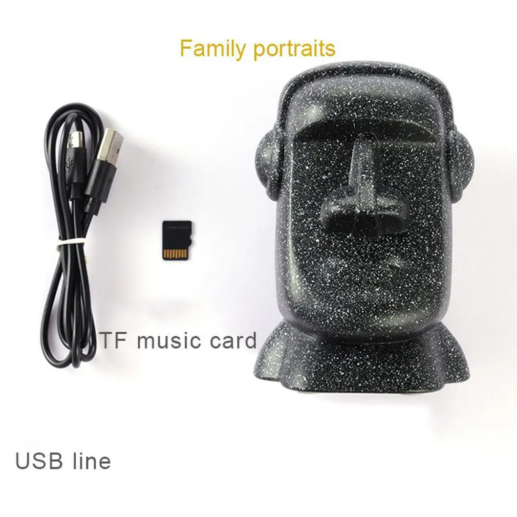 

Easter Island Moai Wireless Speaker Retro Stone Elephant TF Card Audio Home Decoration USB Charging Card Speaker
