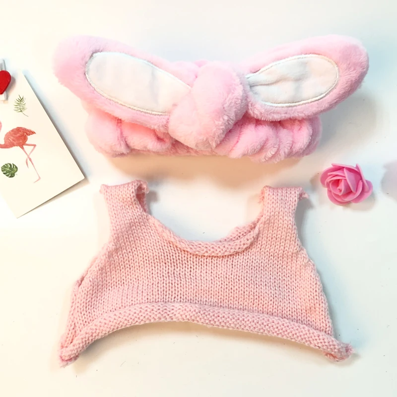 Милые аксессуары для кукол Kawaii девушки повязка для волос мыть лицо бег макияж полосы LaLafanfan кафе утенок плюшевая игрушка Подарки для девочек - Цвет: pink vest
