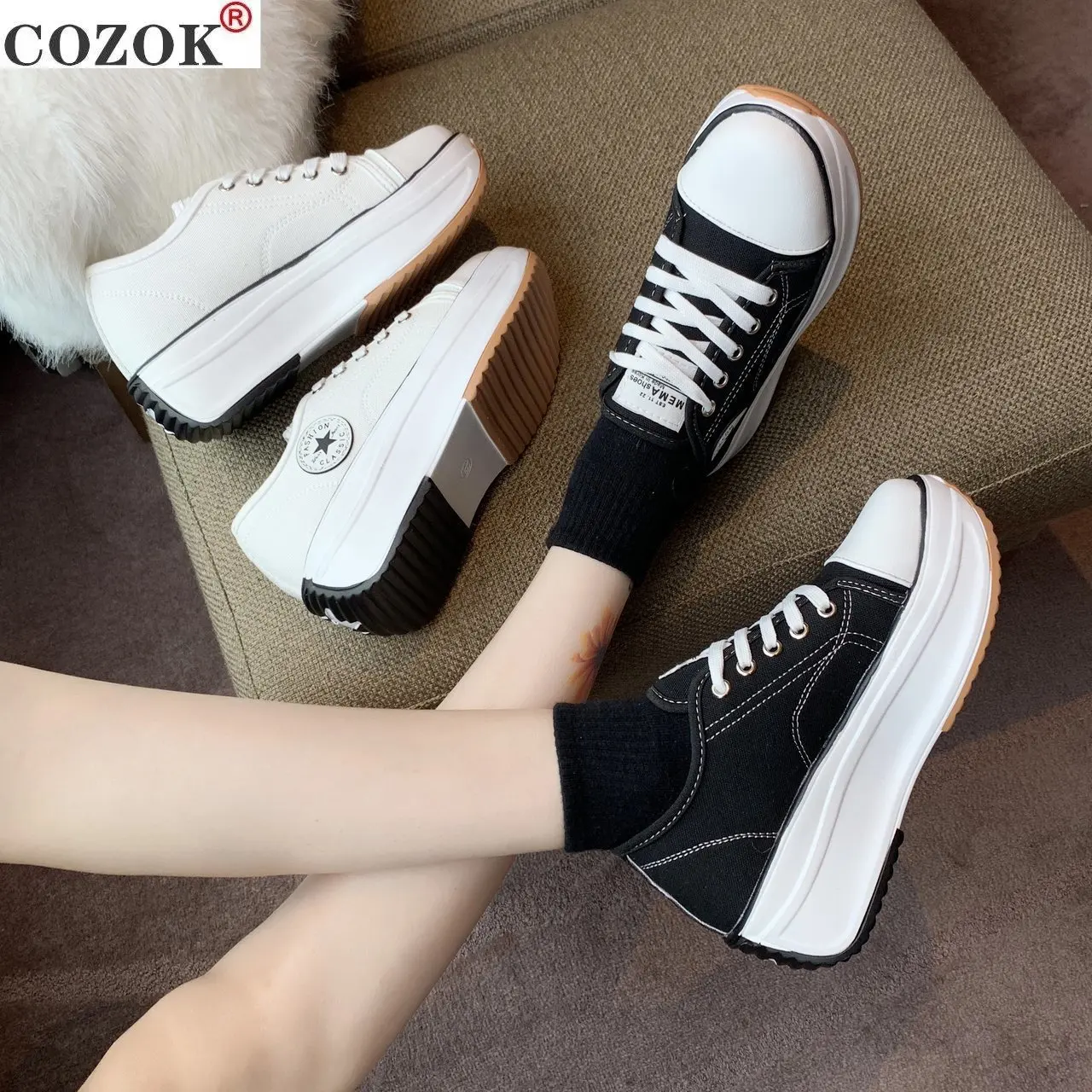 

Spring Classic Women Casual Canvas Shoes Platform Fashion Thick Bottom Girls Antislip Sneakers Zapatos De Mujer Tenis Zapatillas